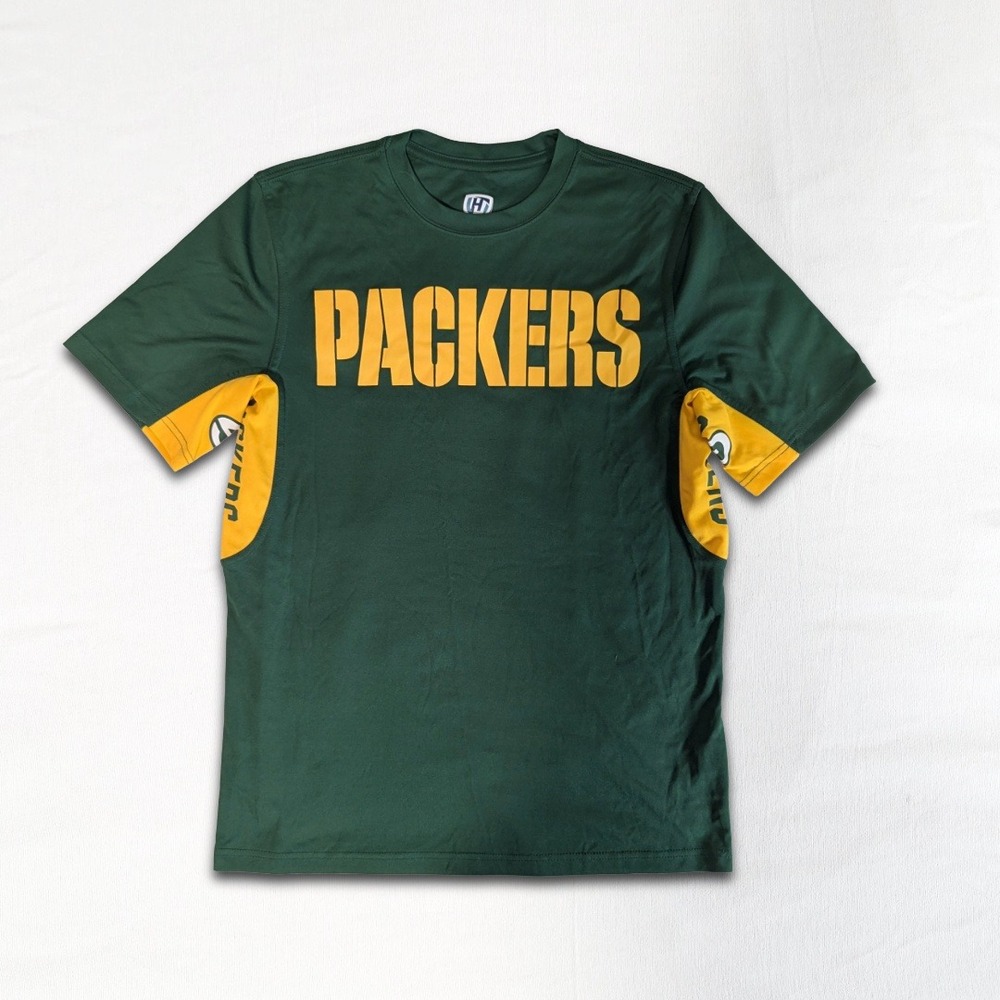 Hands High Green Bay Packers NFL Performance T-Shirt Green Gold Men's Size L